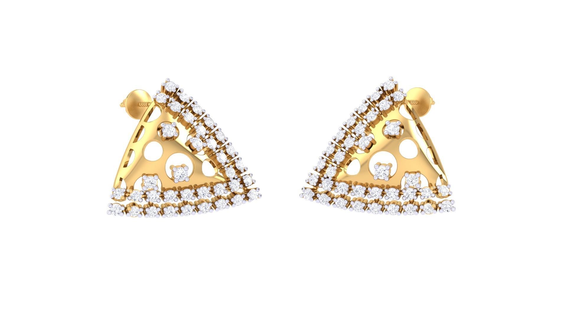 Women diamond studs Earrings 3dm renders 3D print model_3