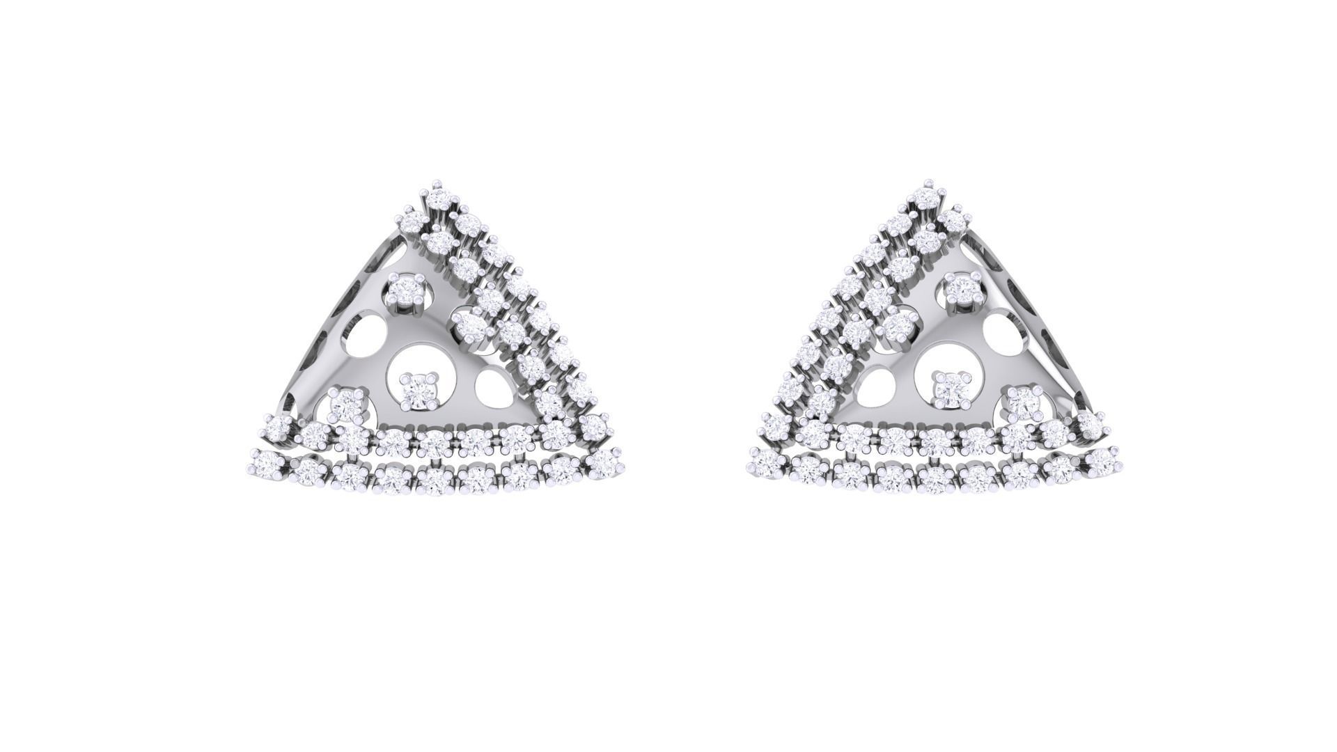 Women diamond studs Earrings 3dm renders 3D print model_7