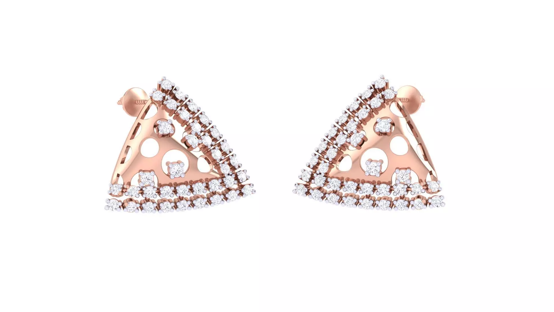 Women diamond studs Earrings 3dm renders 3D print model_0