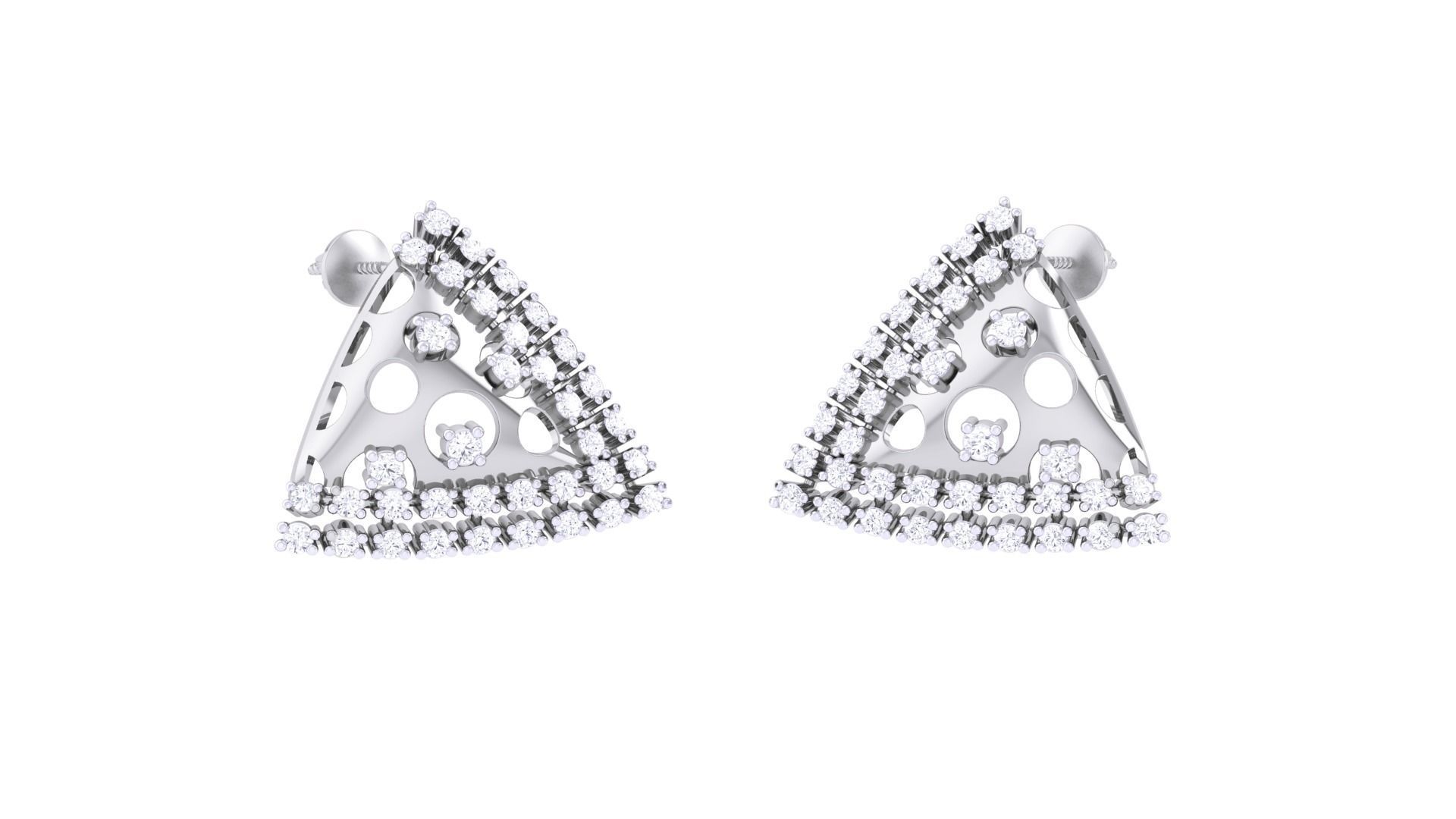 Women diamond studs Earrings 3dm renders 3D print model_1