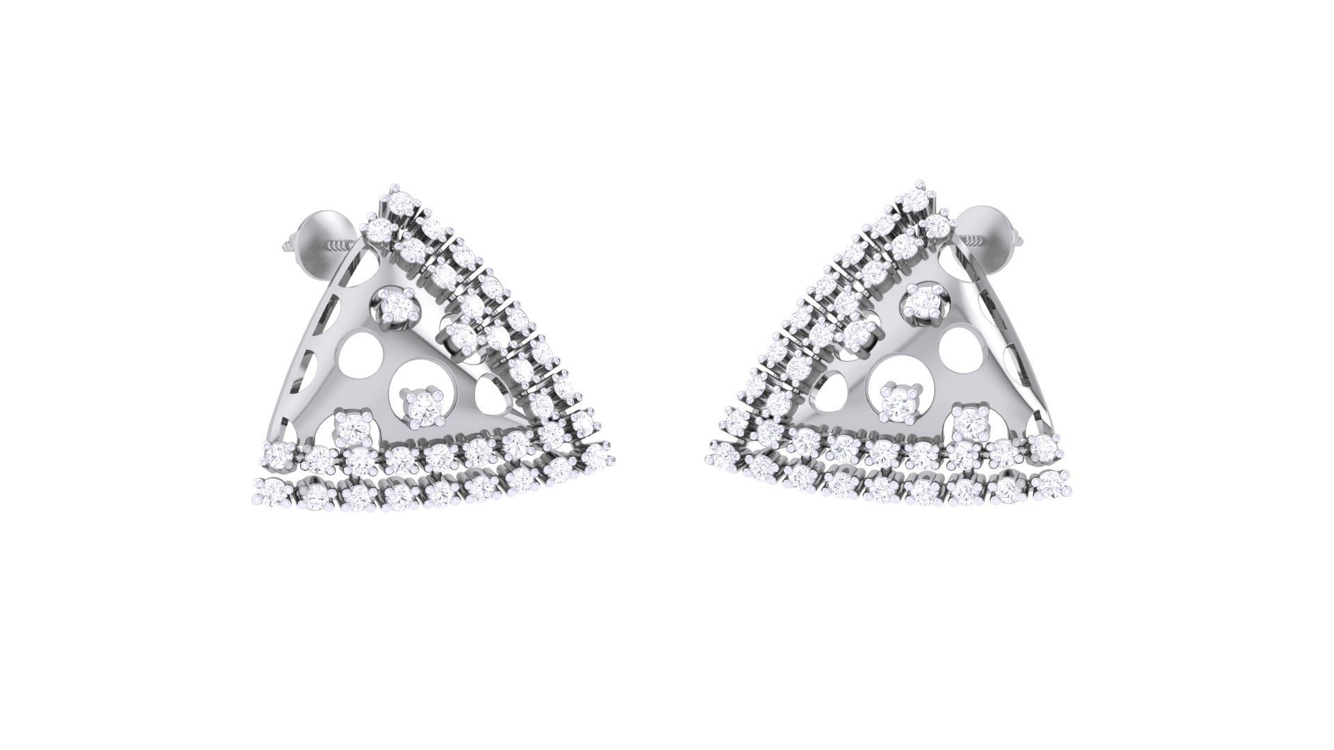 Women diamond studs Earrings 3dm renders 3D print model_5