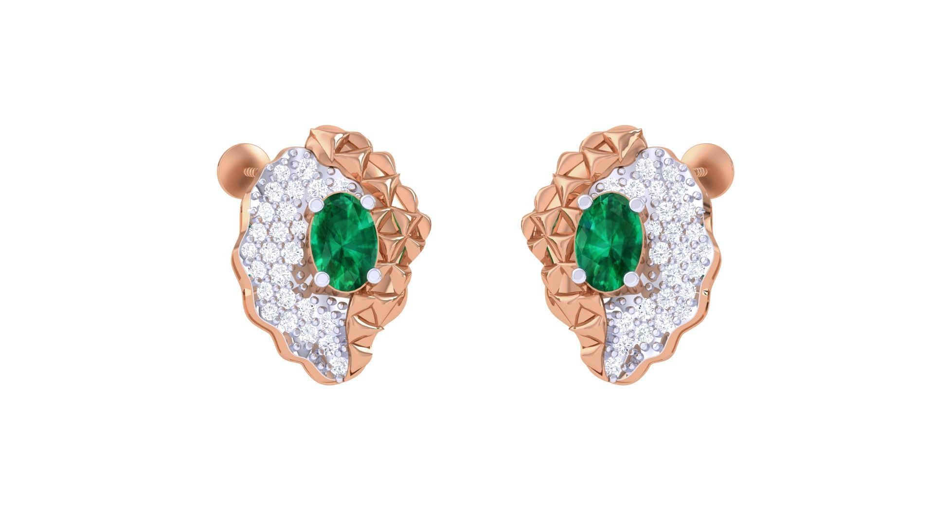 Women diamond studs Earrings 3dm renders 3D print model_5