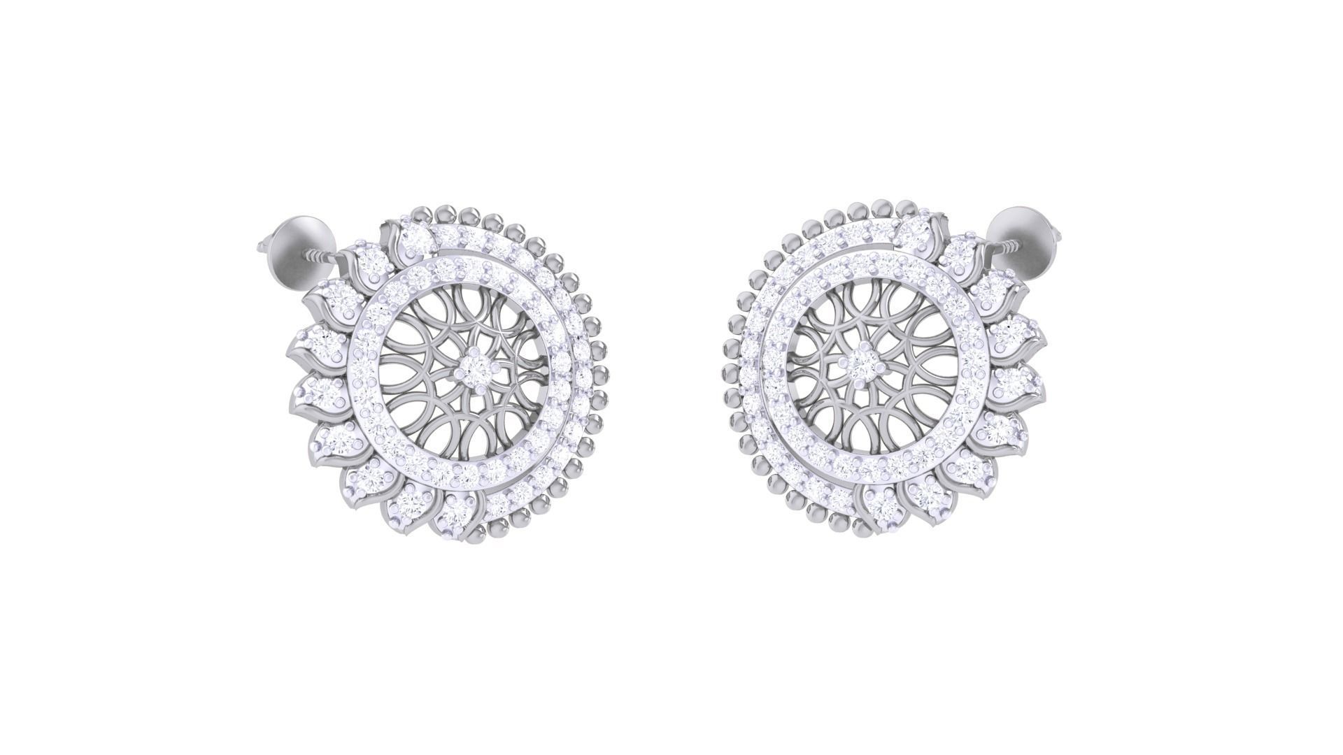 Women diamond studs Earrings 3dm renders 3D print model_5