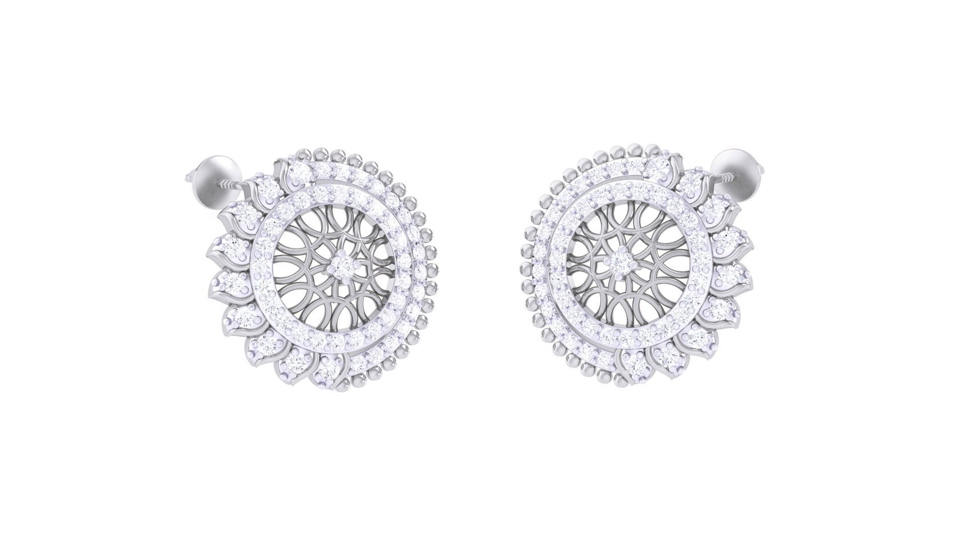 Women diamond studs Earrings 3dm renders 3D print model_2