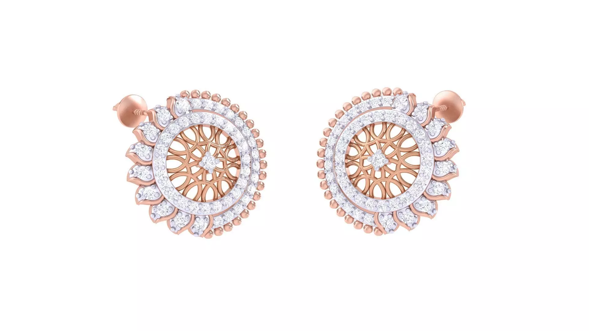 Women diamond studs Earrings 3dm renders 3D print model_0