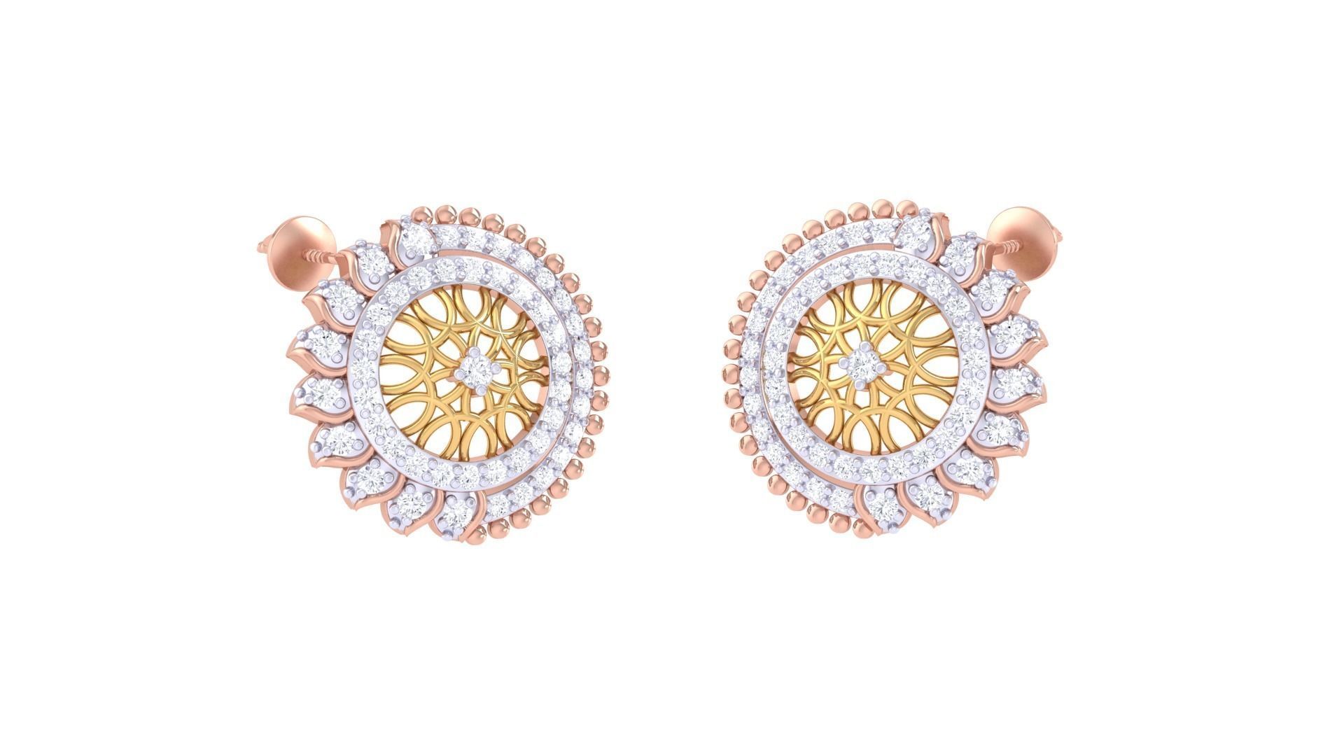 Women diamond studs Earrings 3dm renders 3D print model_1