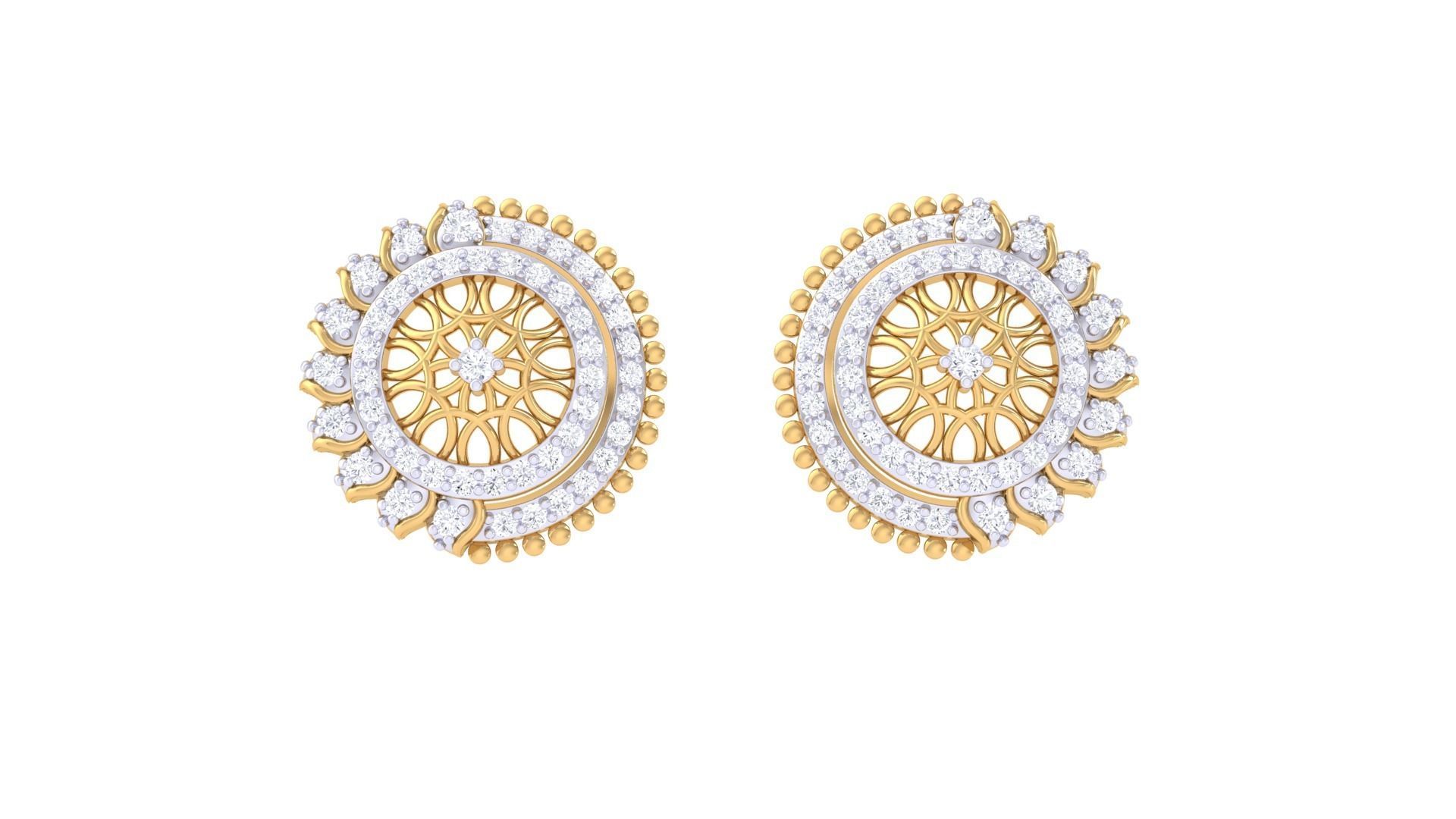 Women diamond studs Earrings 3dm renders 3D print model_6