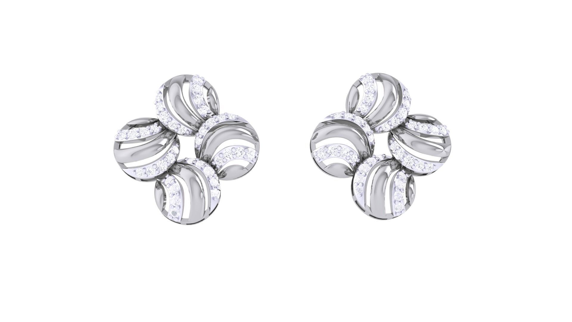 Women diamond studs Earrings 3dm renders 3D print model_7