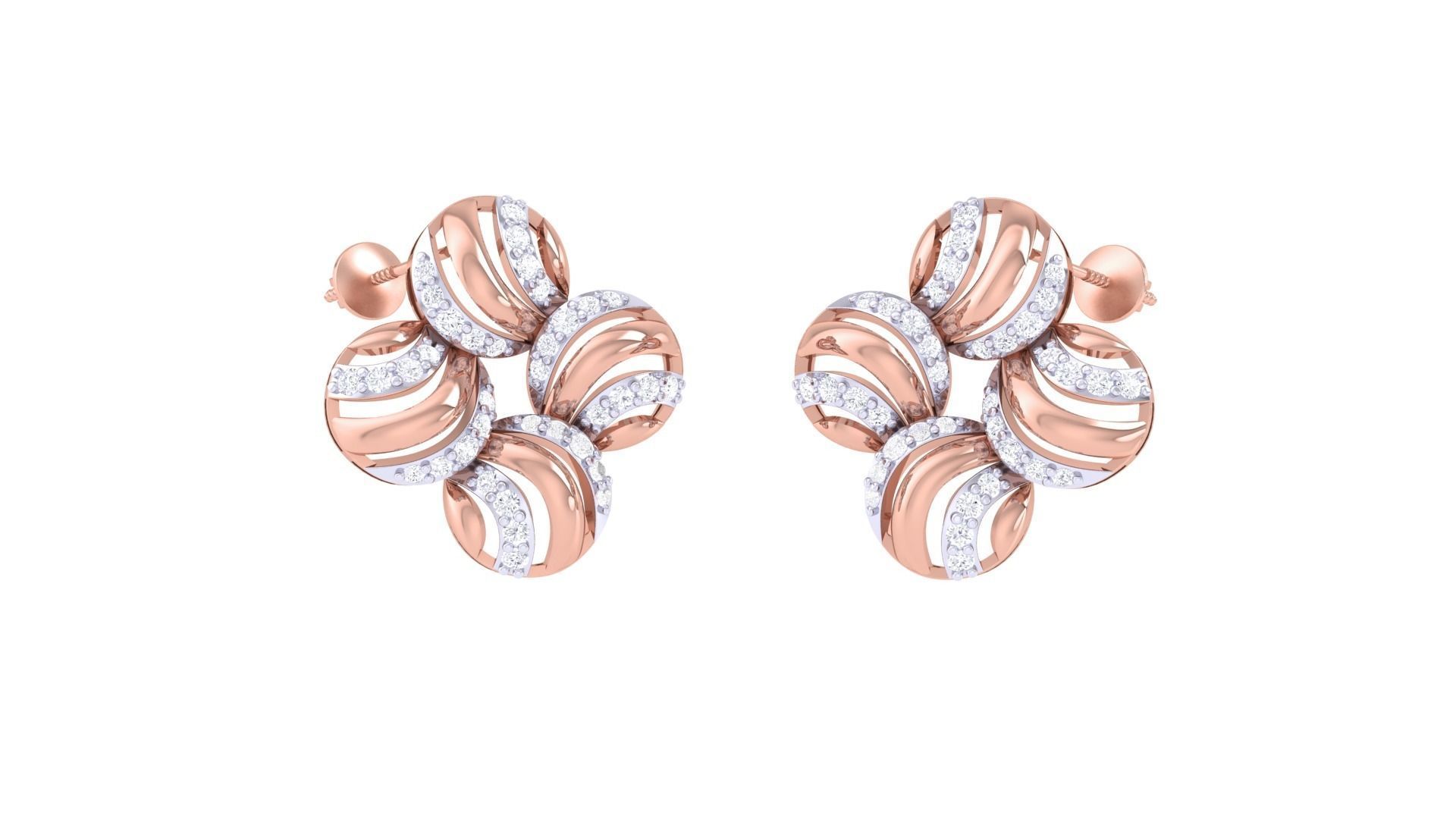 Women diamond studs Earrings 3dm renders 3D print model_1