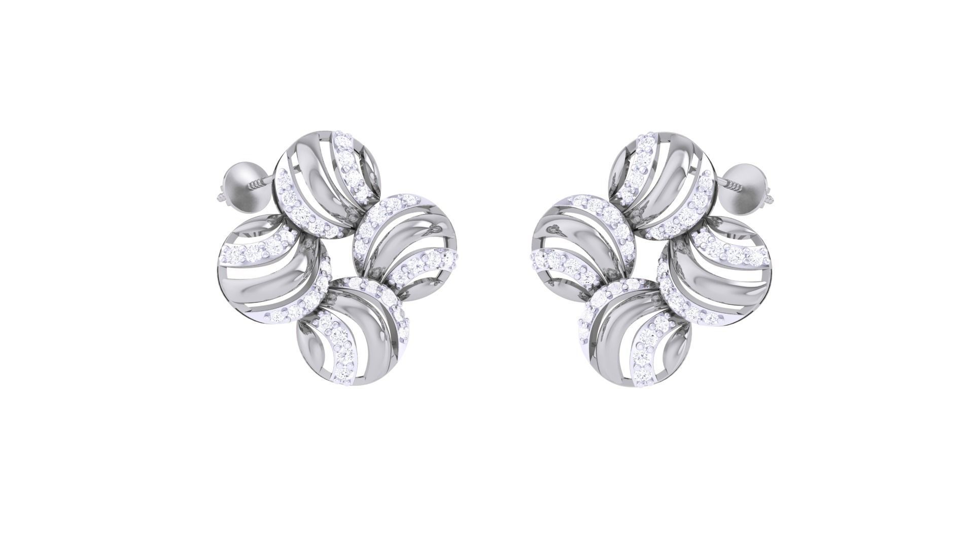 Women diamond studs Earrings 3dm renders 3D print model_5