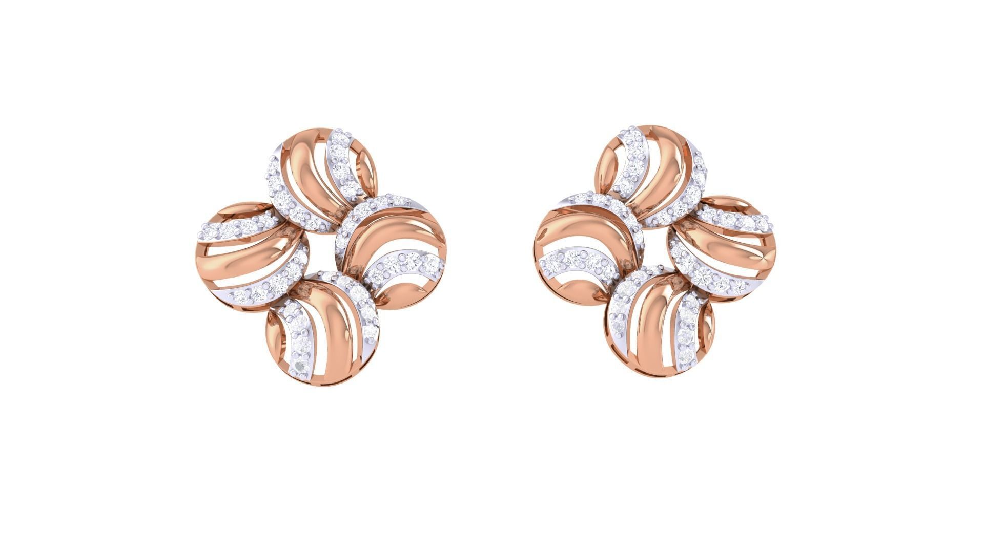 Women diamond studs Earrings 3dm renders 3D print model_8