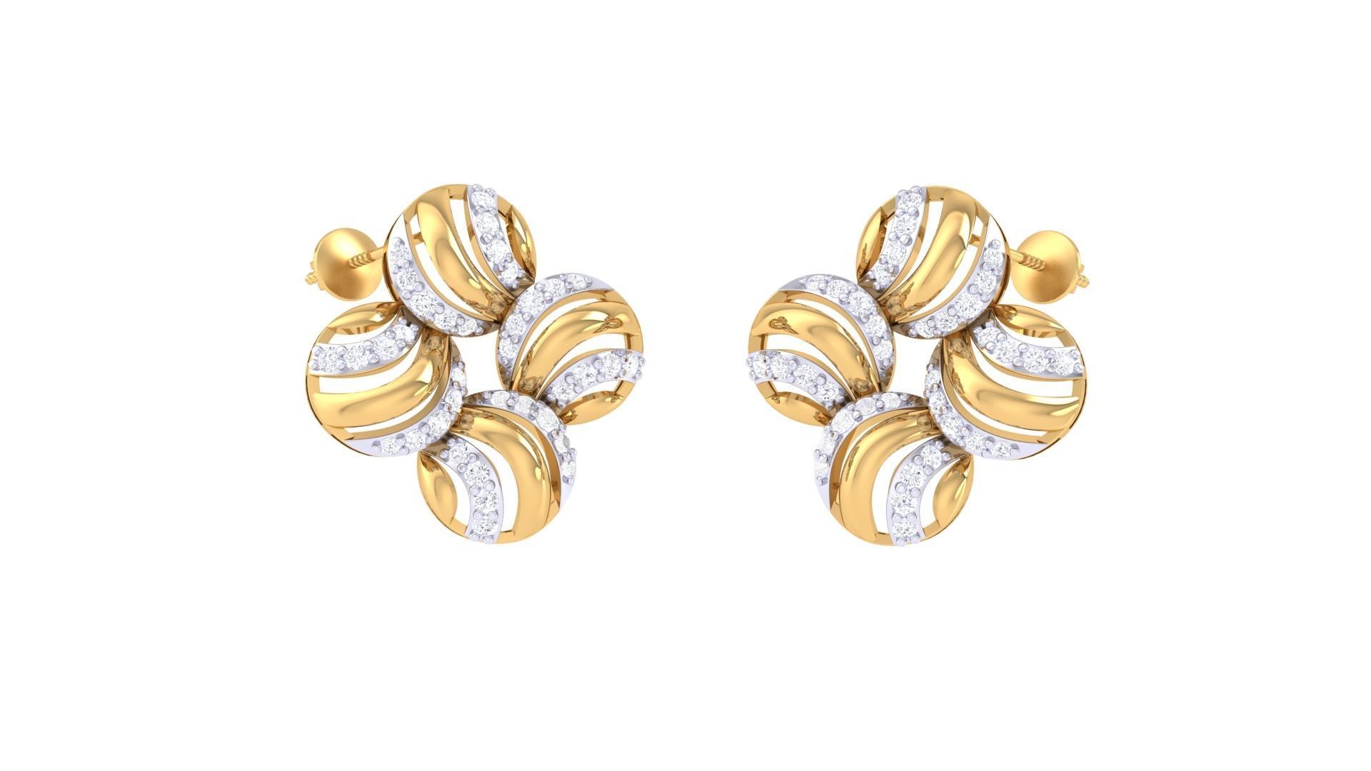 Women diamond studs Earrings 3dm renders 3D print model_3