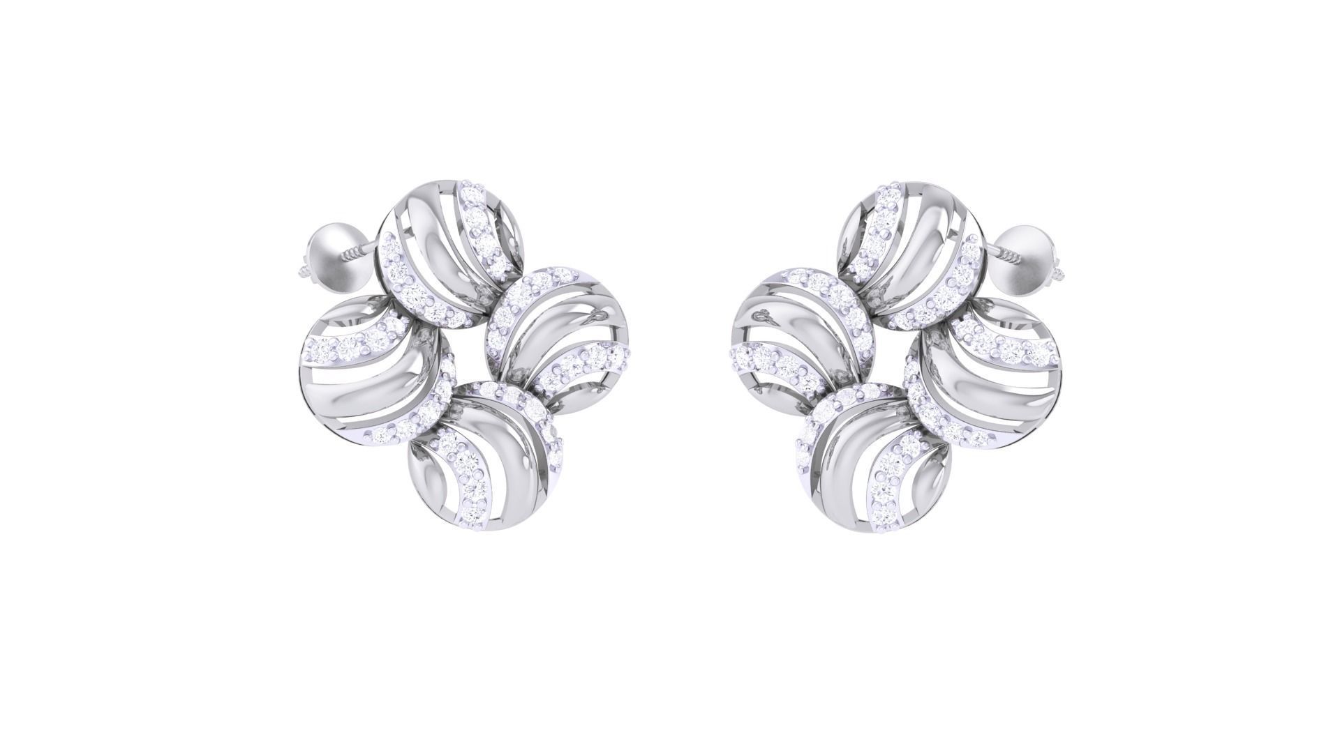 Women diamond studs Earrings 3dm renders 3D print model_2