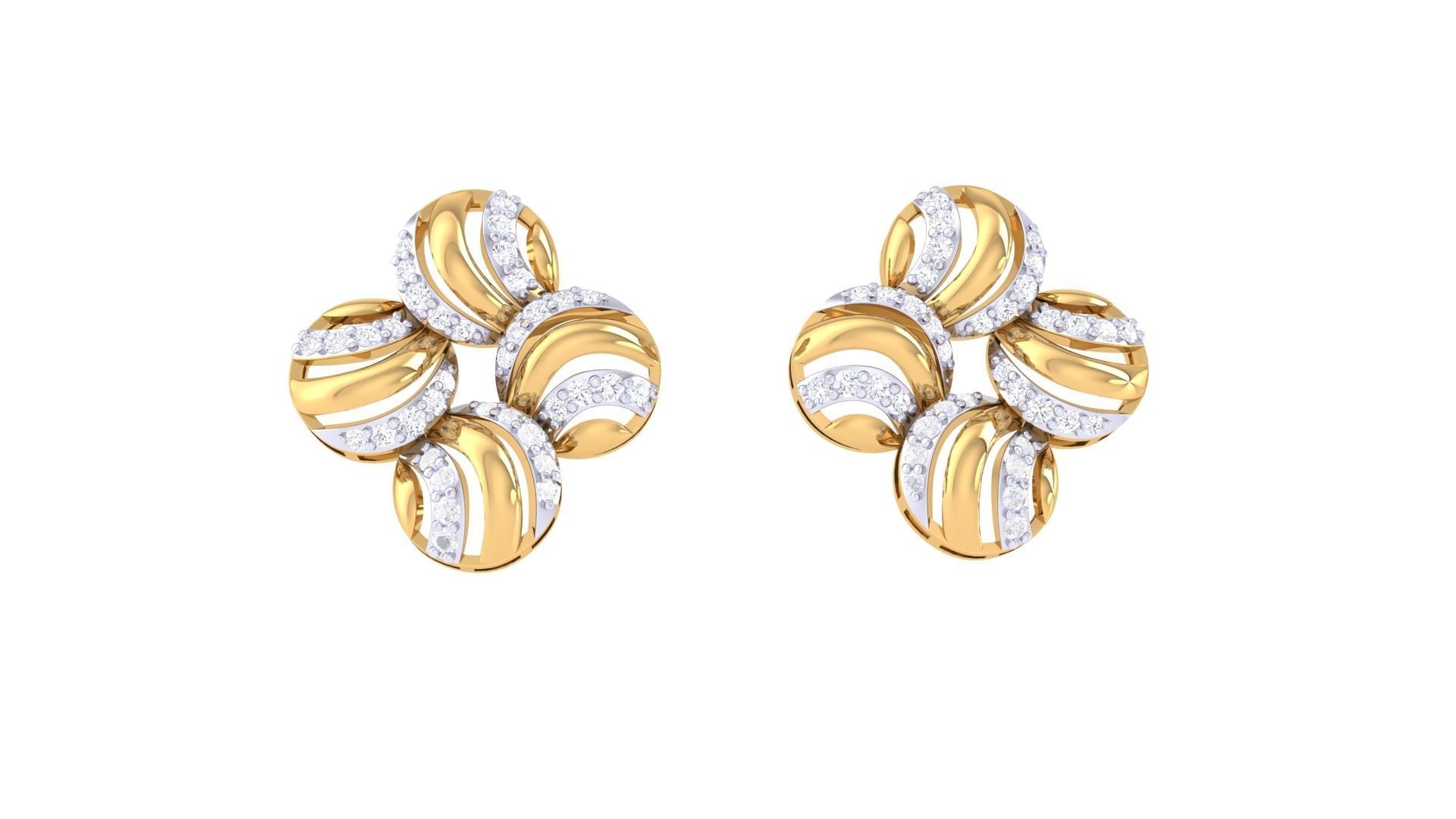 Women diamond studs Earrings 3dm renders 3D print model_6