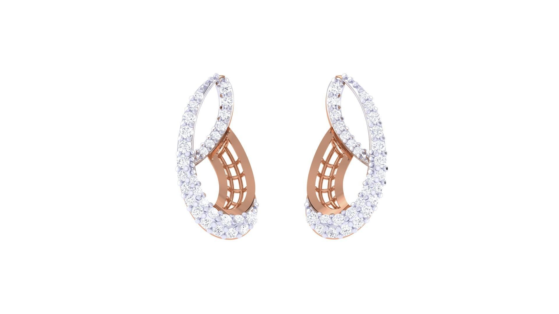 Women diamond studs Earrings 3dm renders 3D print model_8