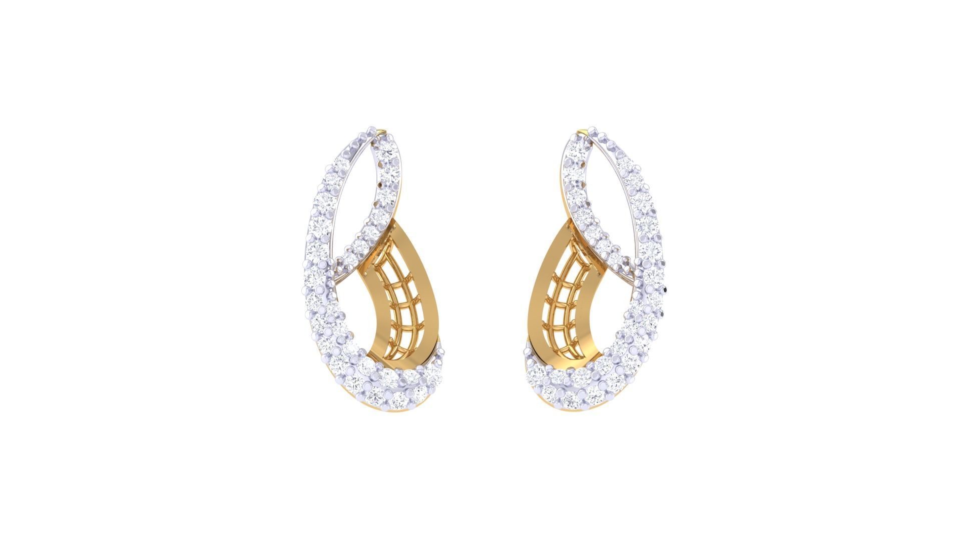 Women diamond studs Earrings 3dm renders 3D print model_7
