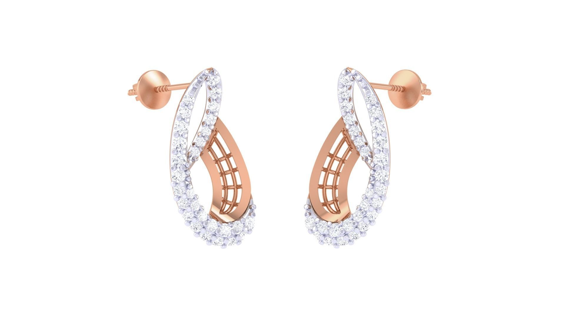 Women diamond studs Earrings 3dm renders 3D print model_3