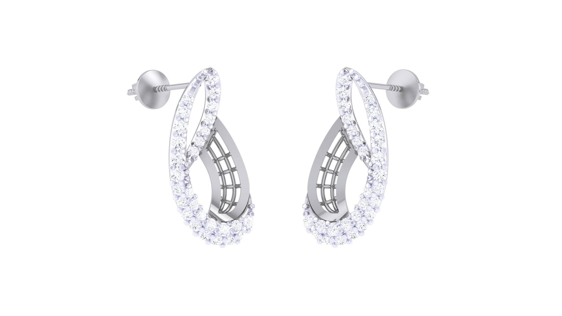 Women diamond studs Earrings 3dm renders 3D print model_4