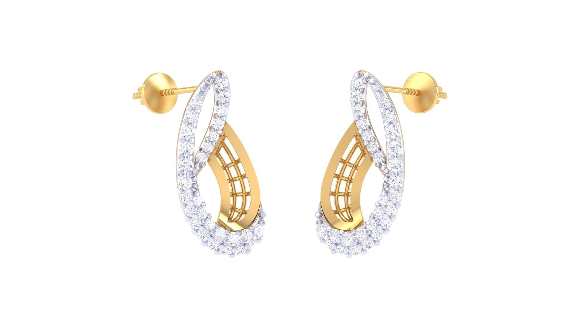 Women diamond studs Earrings 3dm renders 3D print model_5