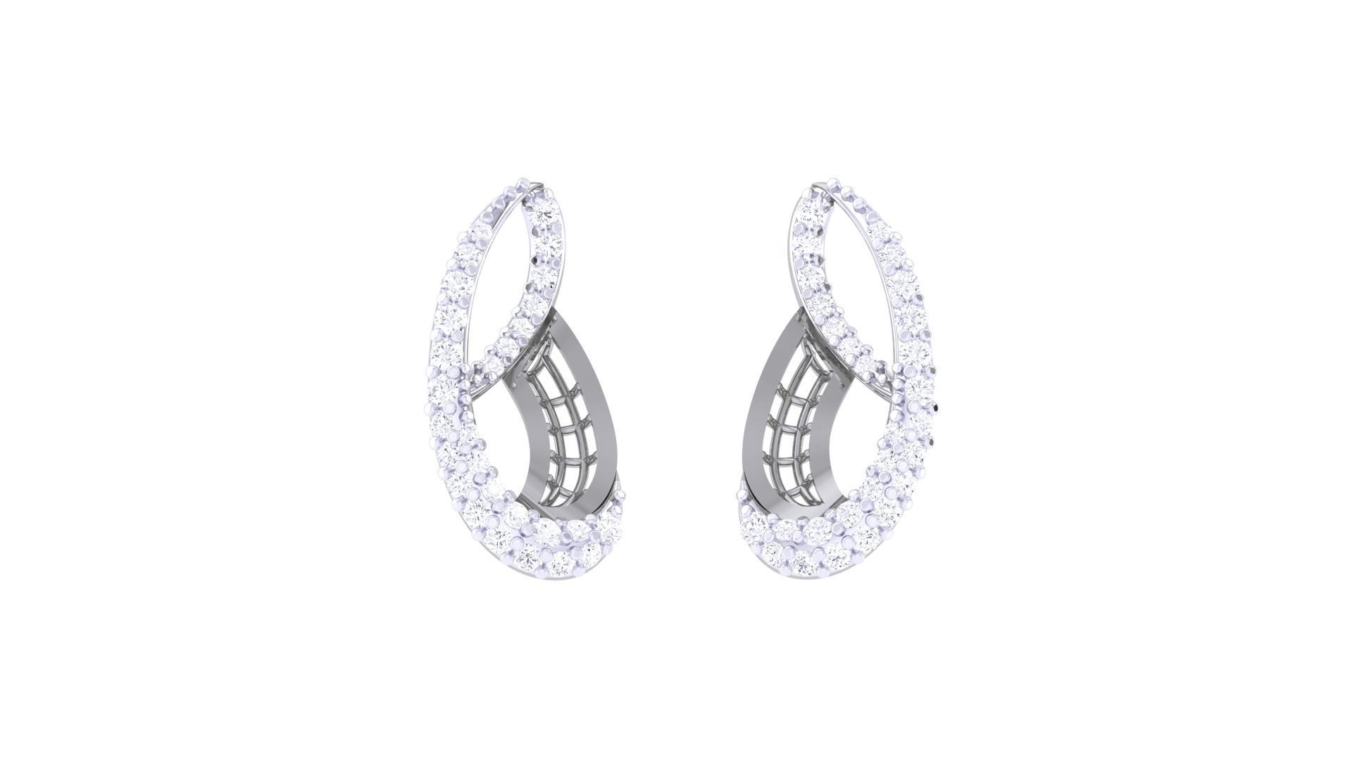 Women diamond studs Earrings 3dm renders 3D print model_6