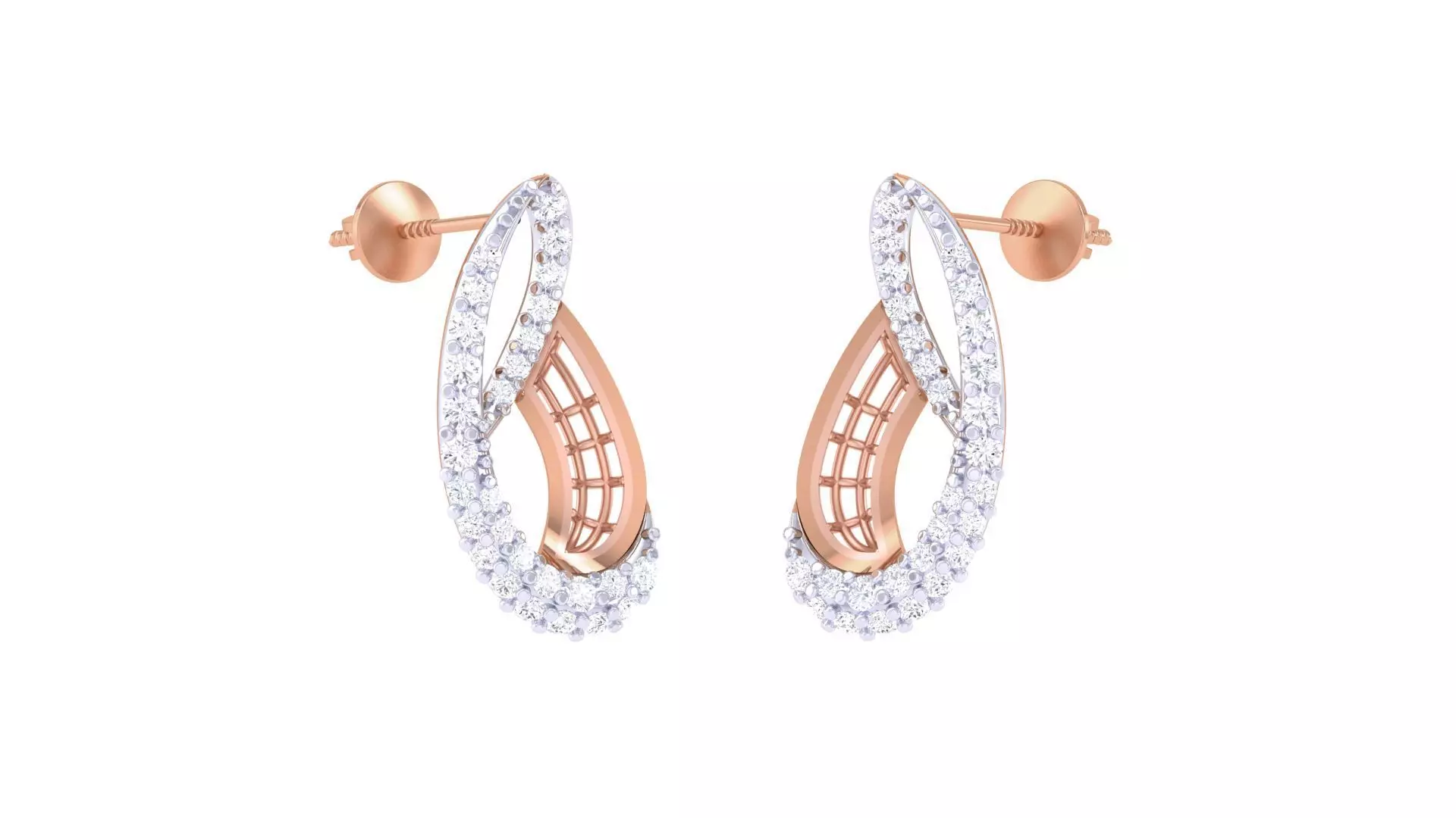 Women diamond studs Earrings 3dm renders 3D print model_0