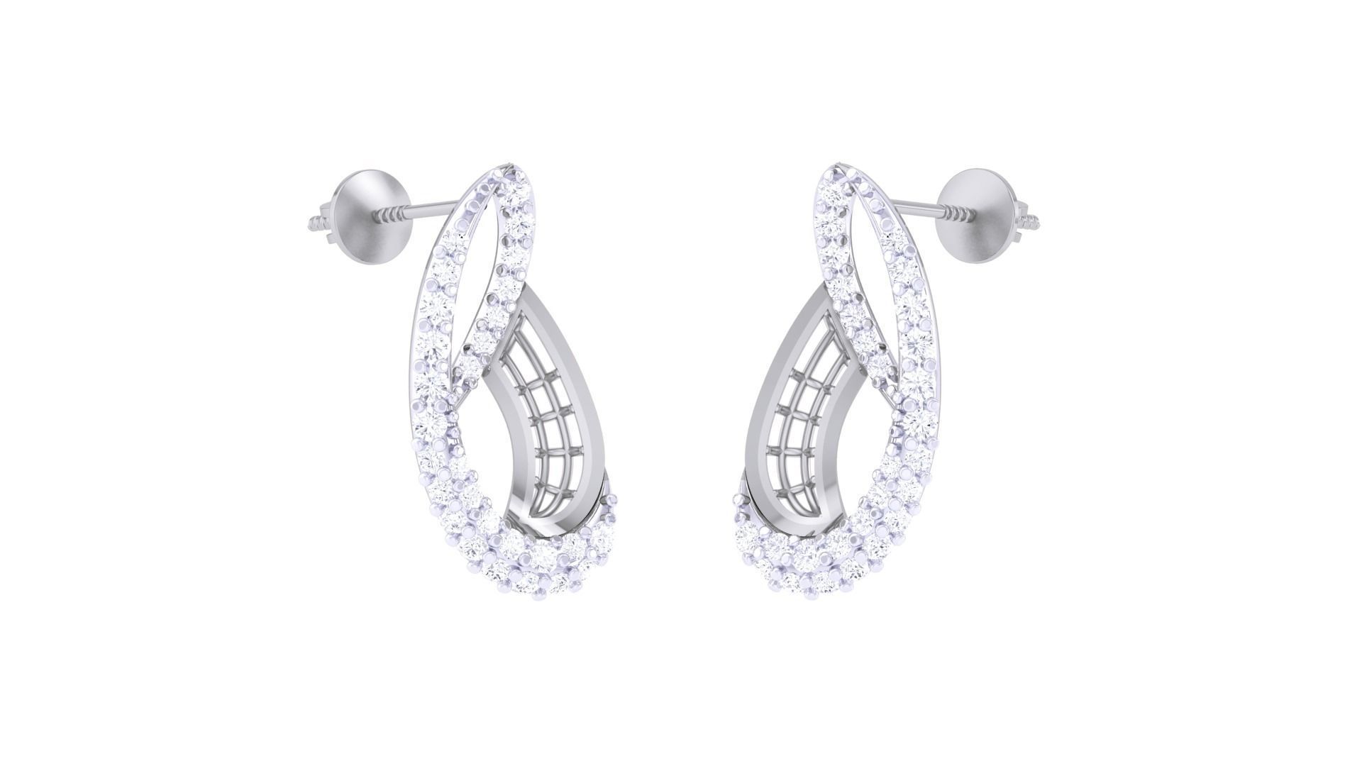 Women diamond studs Earrings 3dm renders 3D print model_1