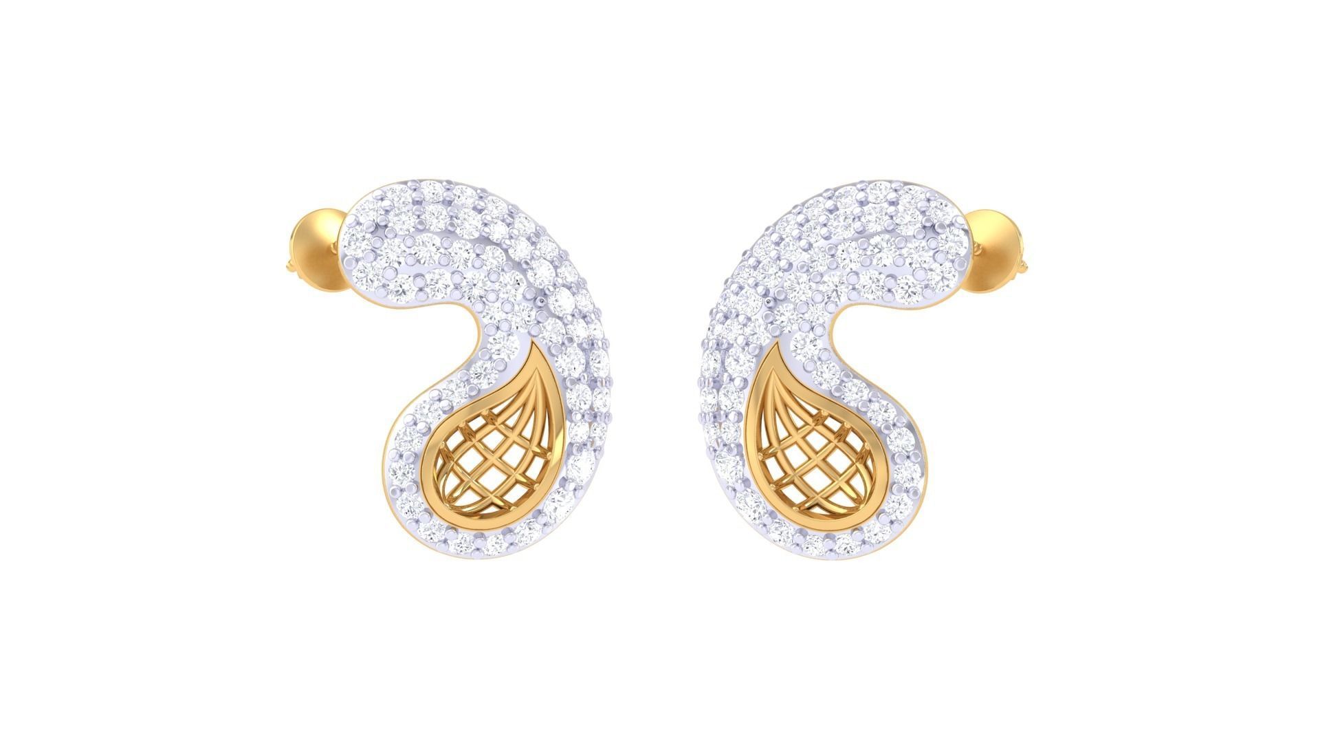 Women diamond studs Earrings 3dm renders 3D print model_5