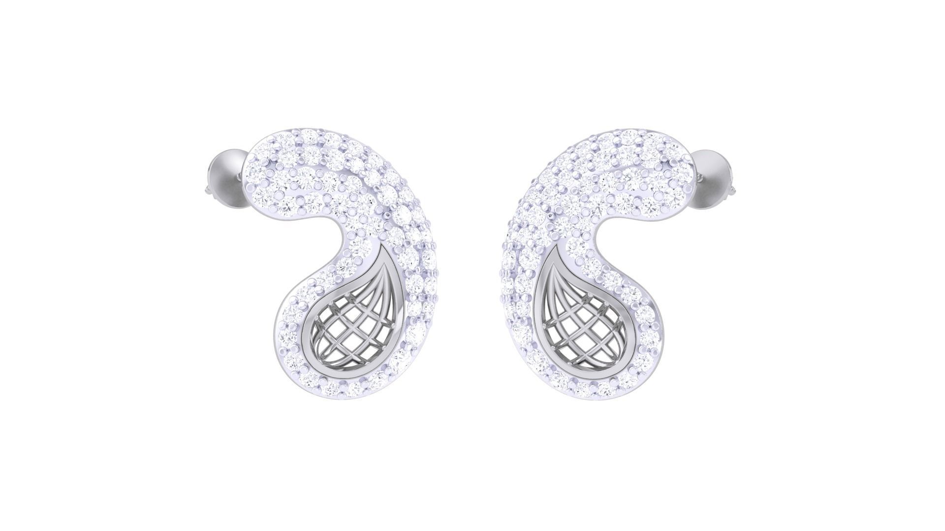 Women diamond studs Earrings 3dm renders 3D print model_1