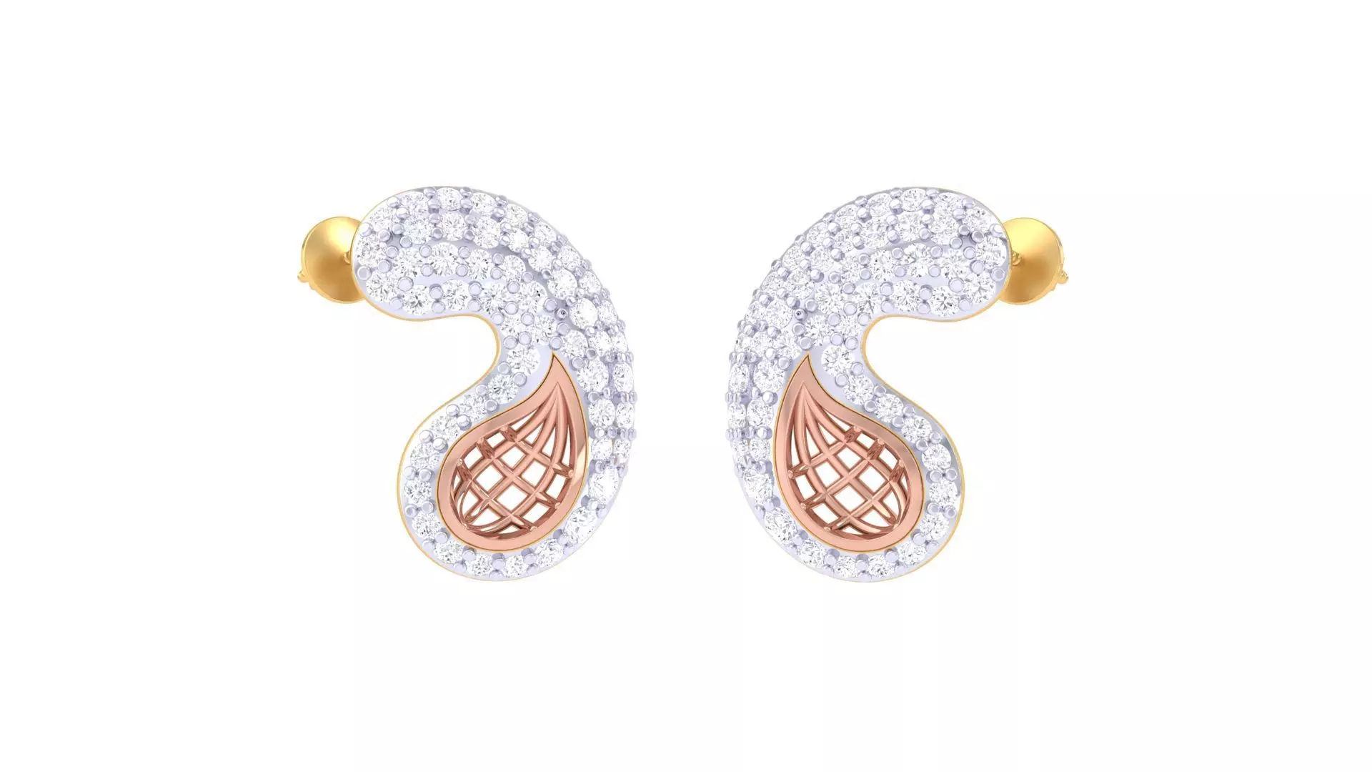 Women diamond studs Earrings 3dm renders 3D print model_0