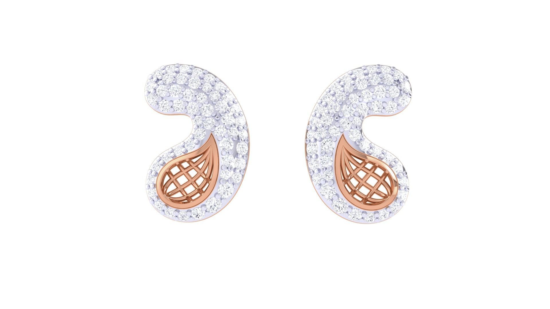 Women diamond studs Earrings 3dm renders 3D print model_7