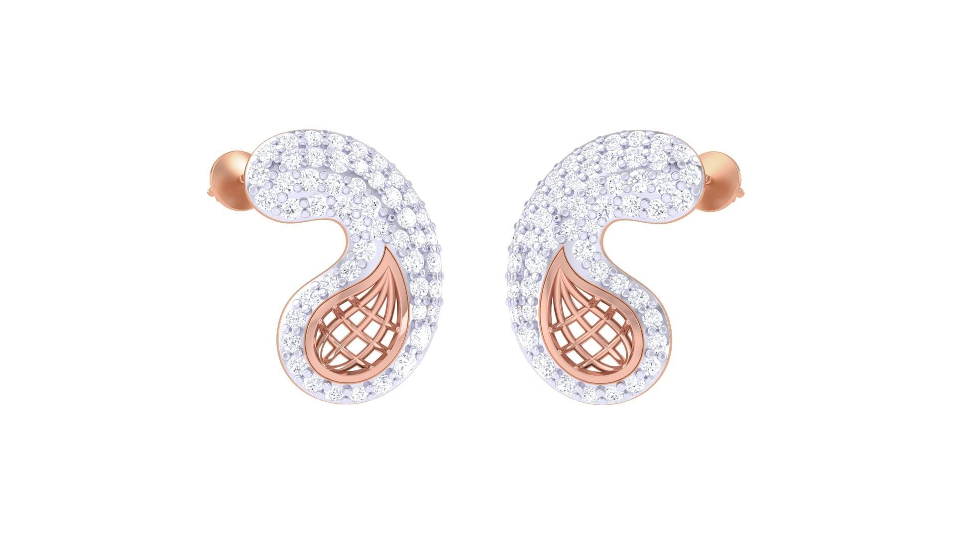 Women diamond studs Earrings 3dm renders 3D print model_2