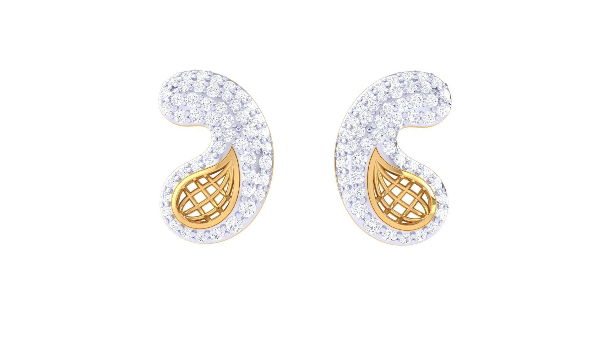Women diamond studs Earrings 3dm renders 3D print model_6