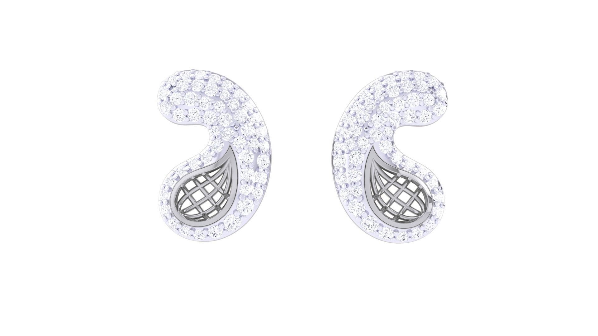 Women diamond studs Earrings 3dm renders 3D print model_8