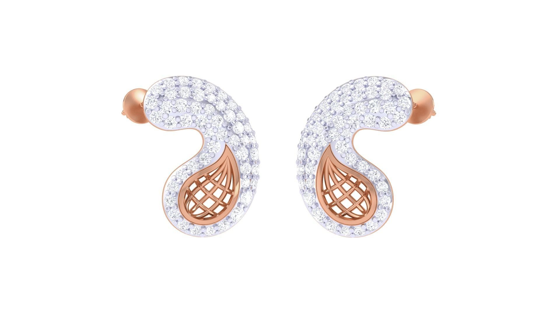 Women diamond studs Earrings 3dm renders 3D print model_4