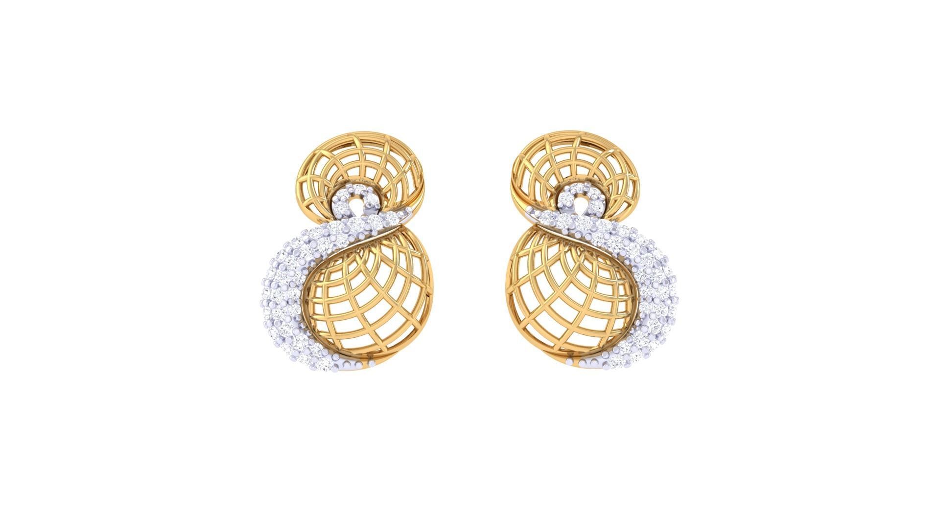 Women diamond studs Earrings 3dm renders 3D print model_6