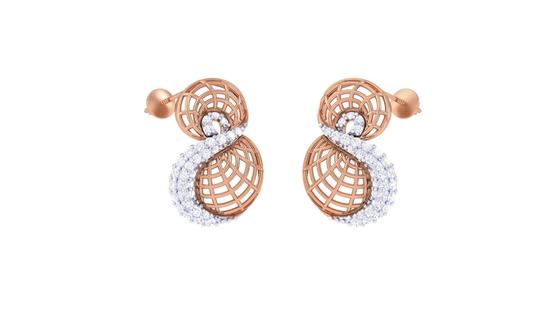 Women diamond studs Earrings 3dm renders 3D print model_5