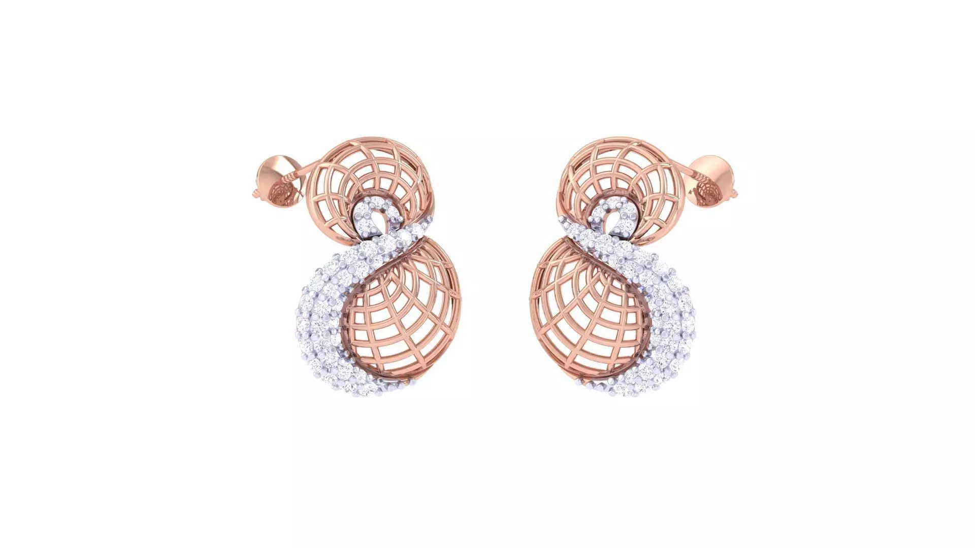 Women diamond studs Earrings 3dm renders 3D print model_0