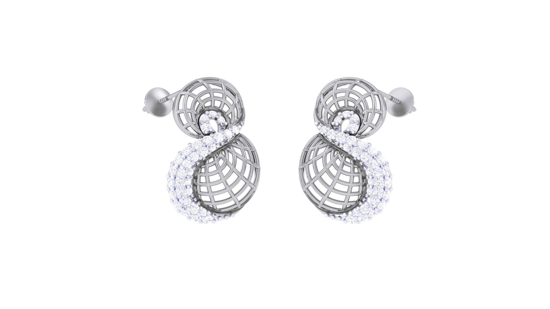 Women diamond studs Earrings 3dm renders 3D print model_3