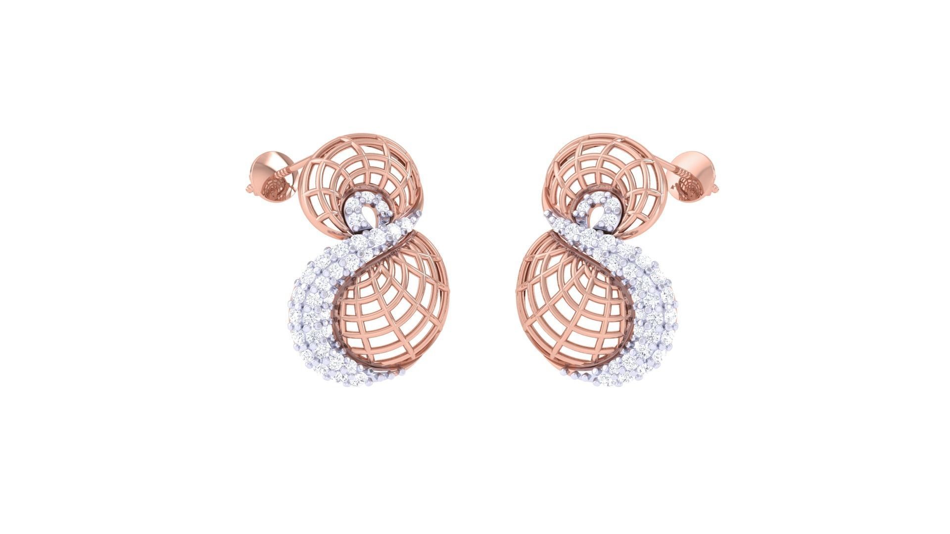 Women diamond studs Earrings 3dm renders 3D print model_1