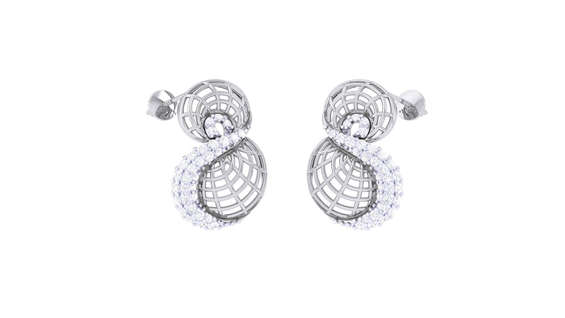 Women diamond studs Earrings 3dm renders 3D print model_2