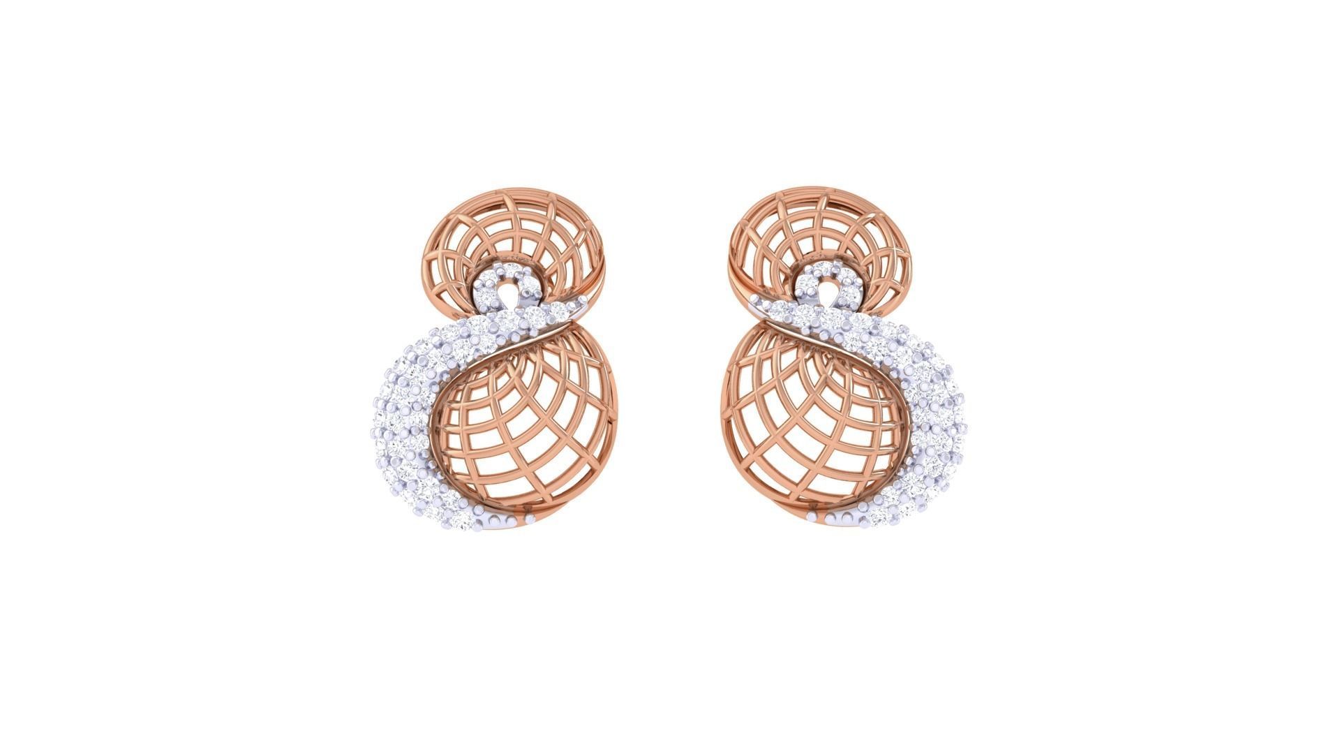 Women diamond studs Earrings 3dm renders 3D print model_8
