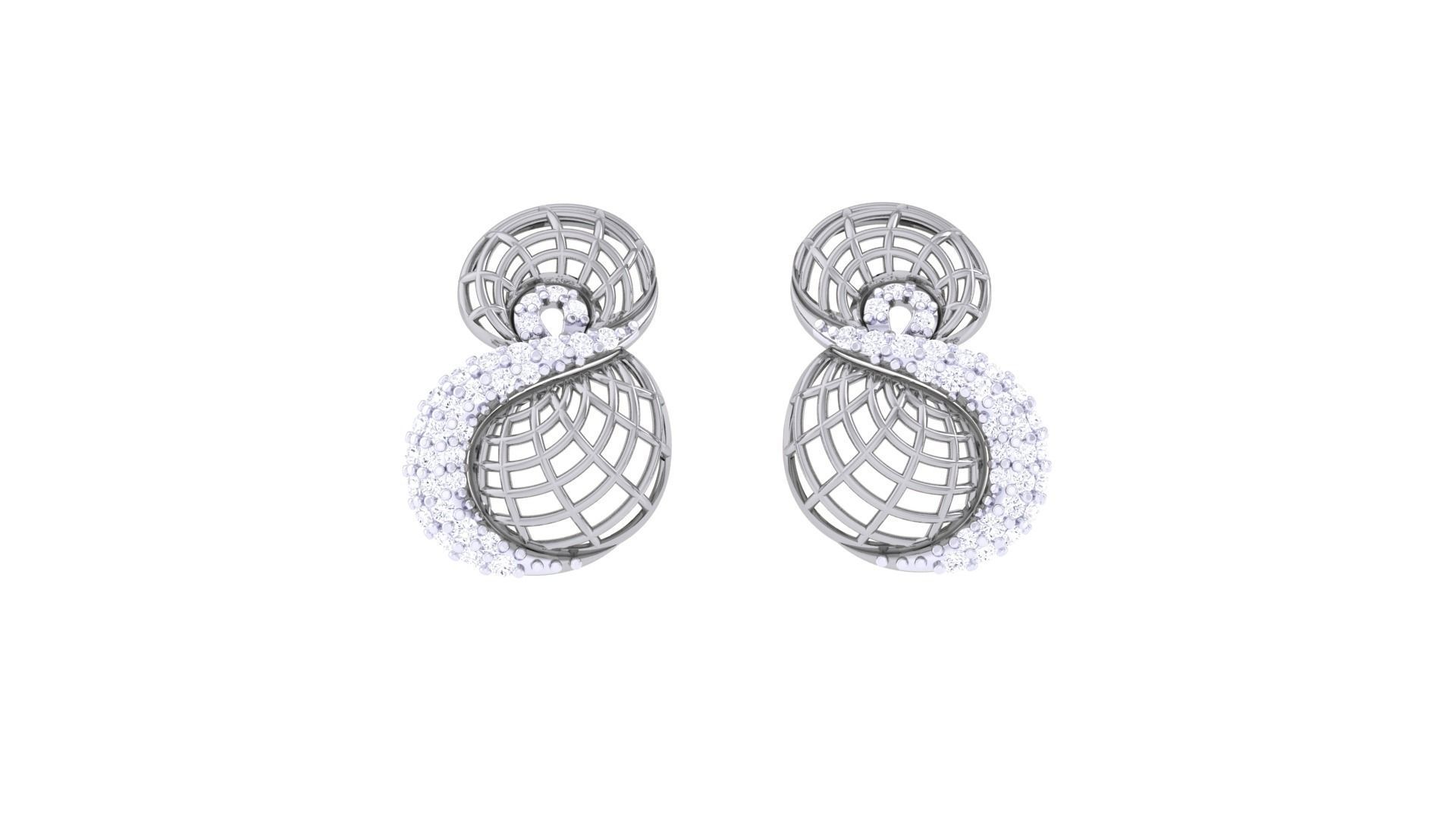 Women diamond studs Earrings 3dm renders 3D print model_7
