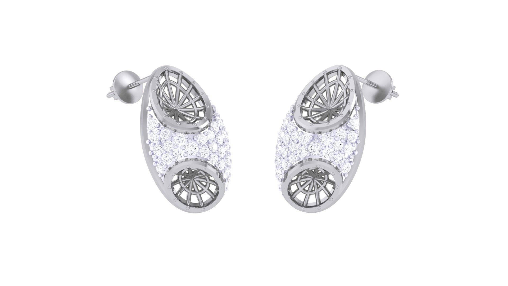 Women diamond studs Earrings 3dm renders 3D print model_5