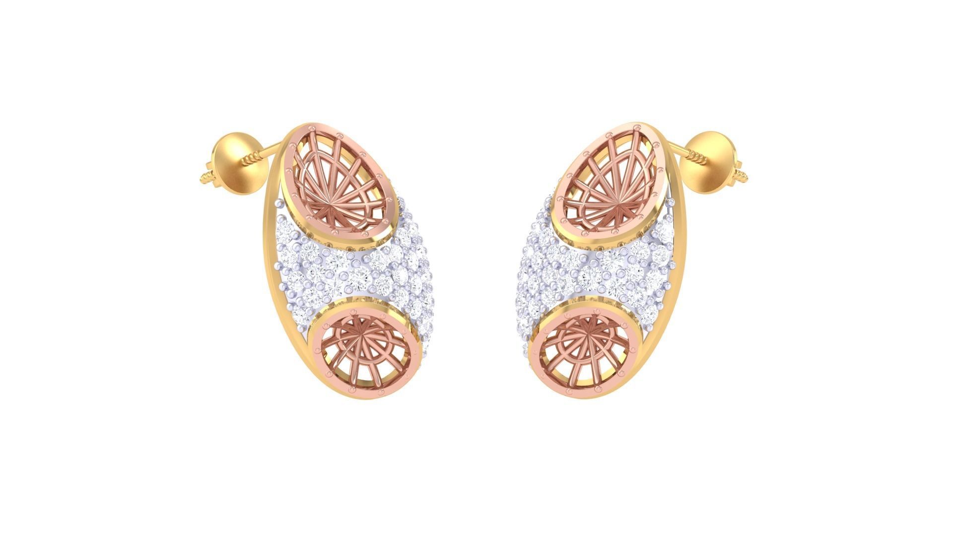 Women diamond studs Earrings 3dm renders 3D print model_2