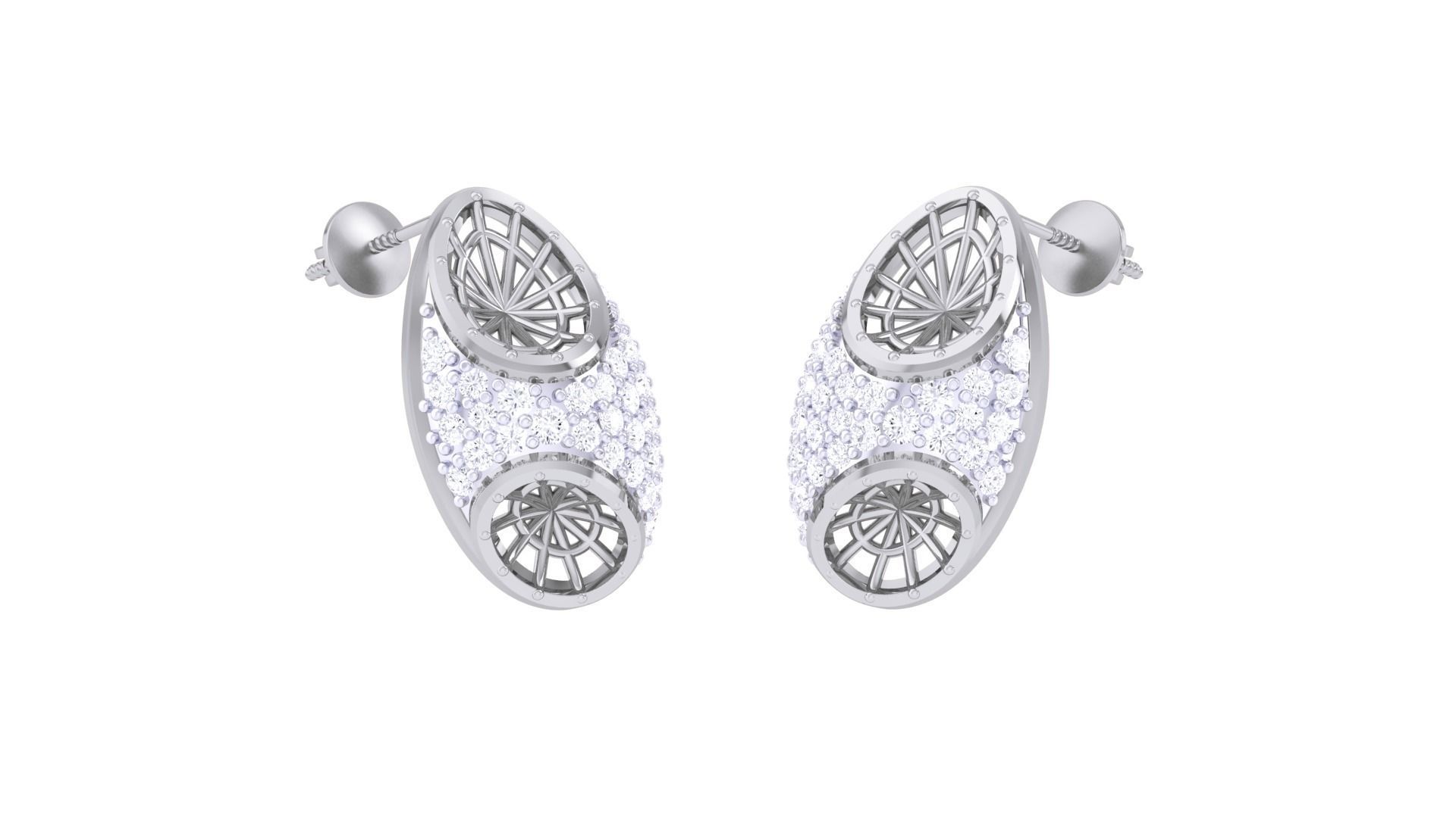 Women diamond studs Earrings 3dm renders 3D print model_1