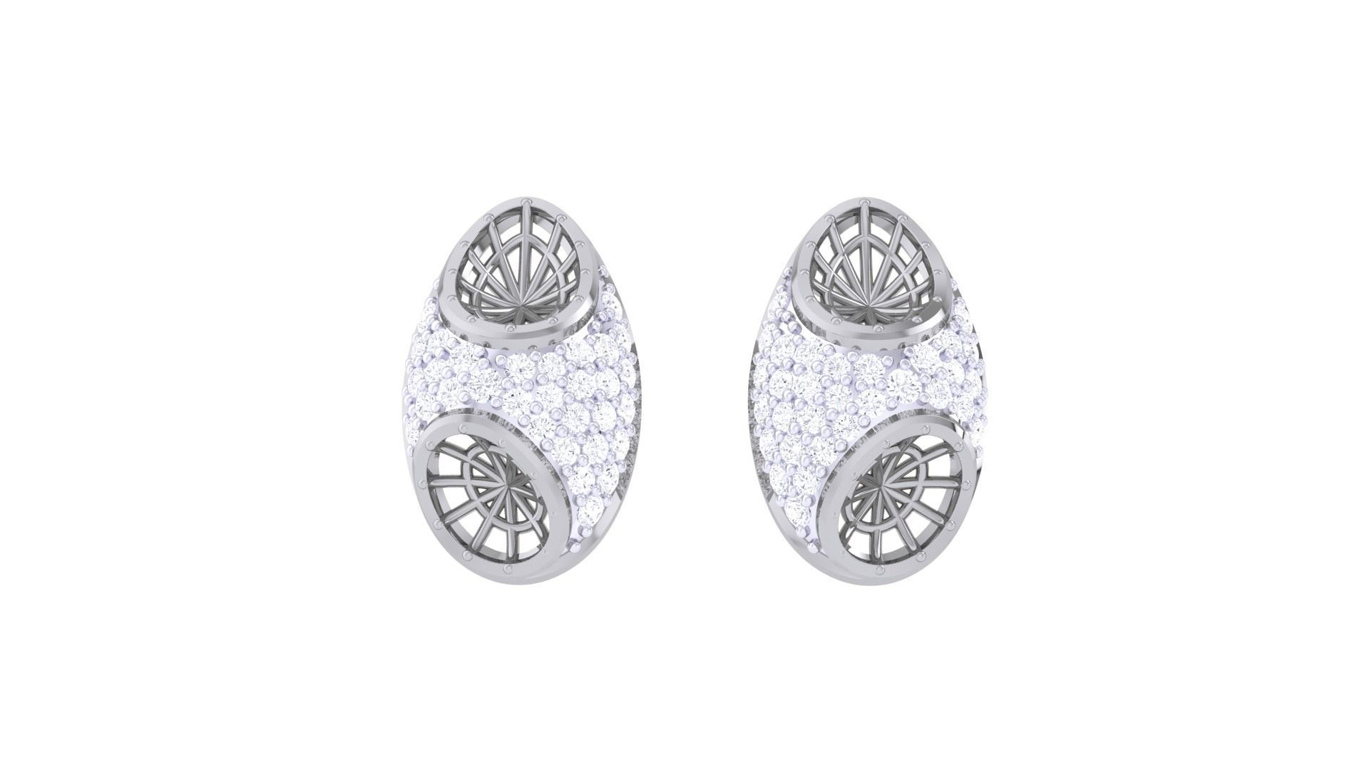 Women diamond studs Earrings 3dm renders 3D print model_6