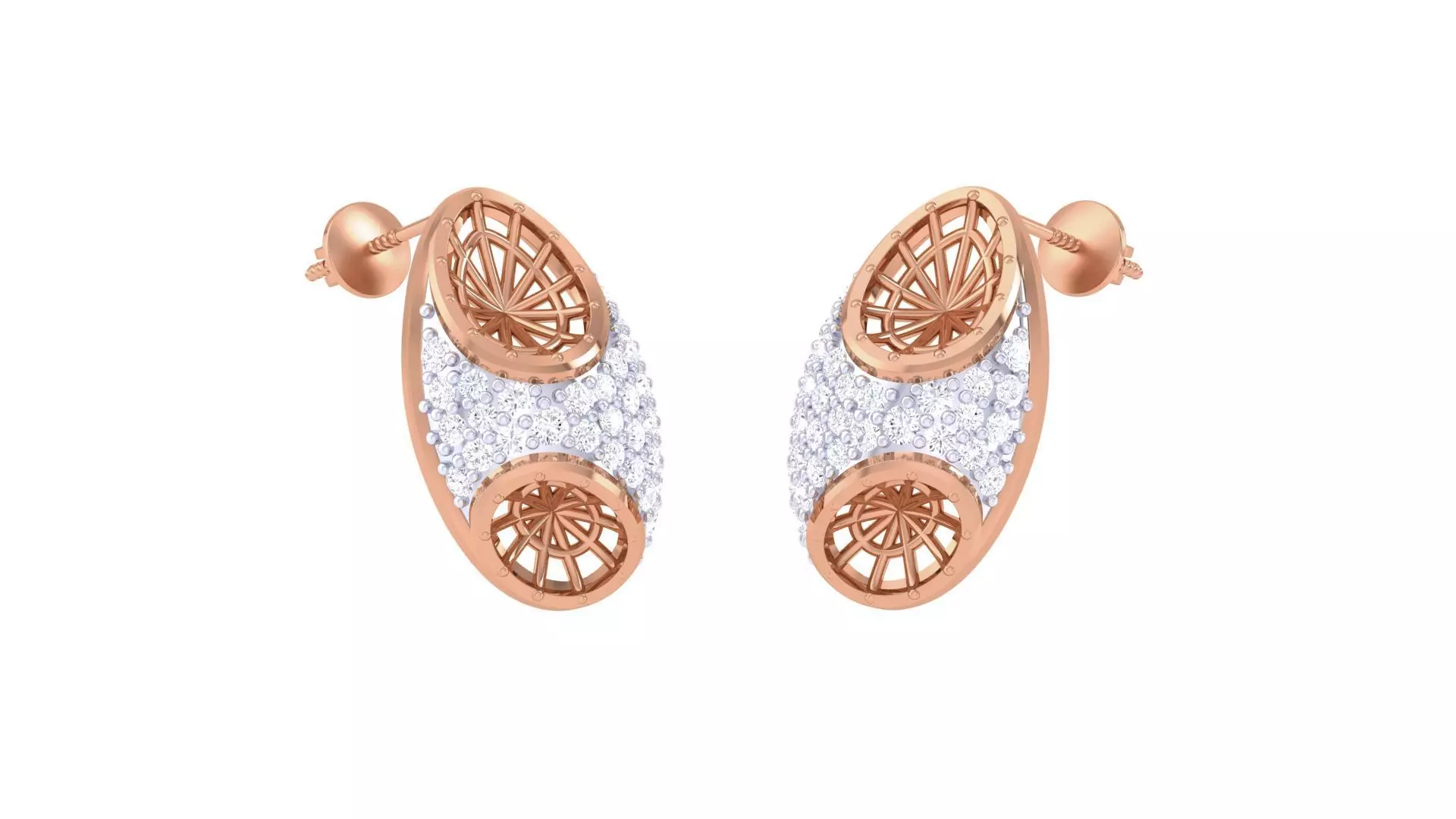 Women diamond studs Earrings 3dm renders 3D print model_0