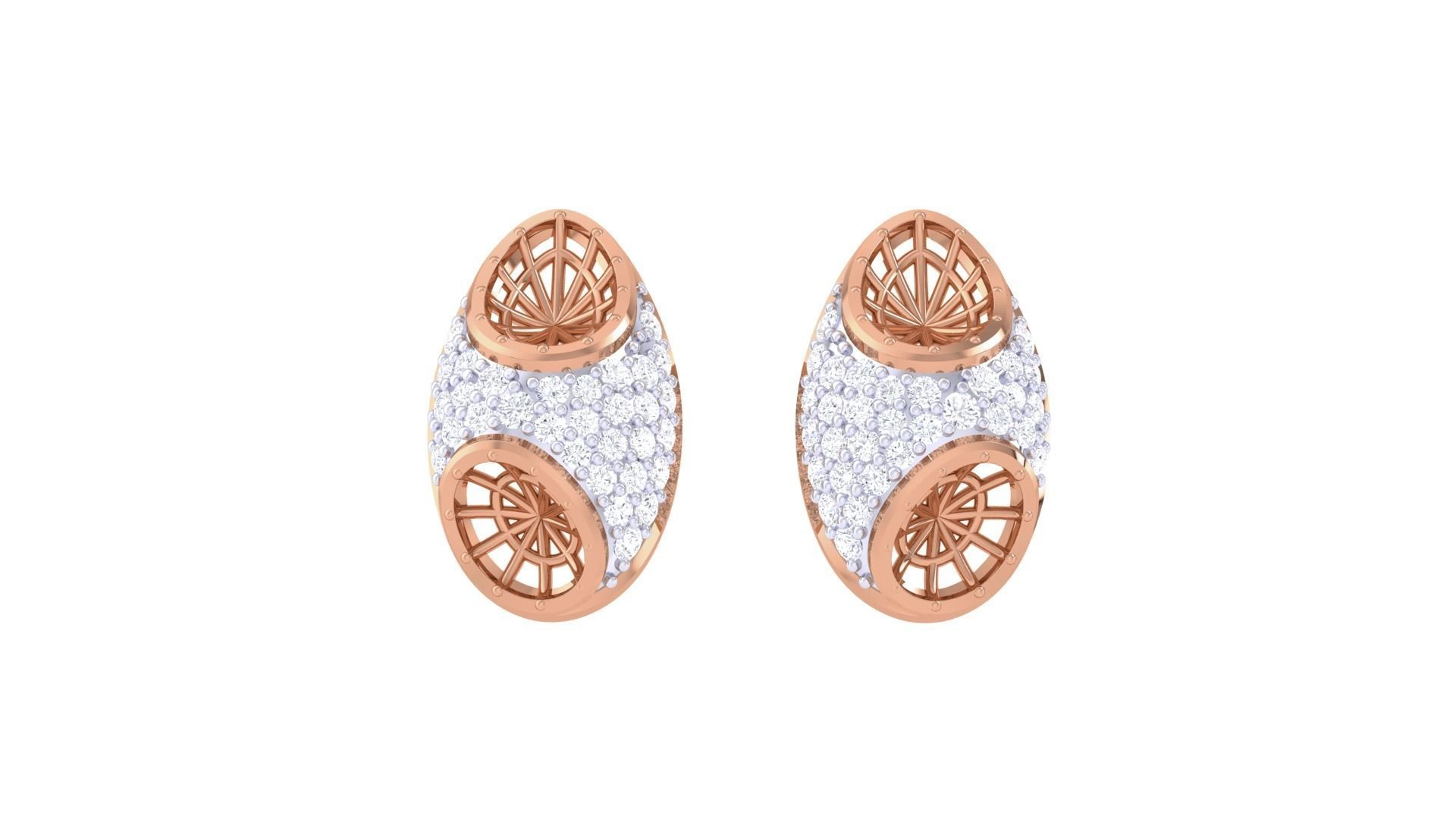Women diamond studs Earrings 3dm renders 3D print model_8