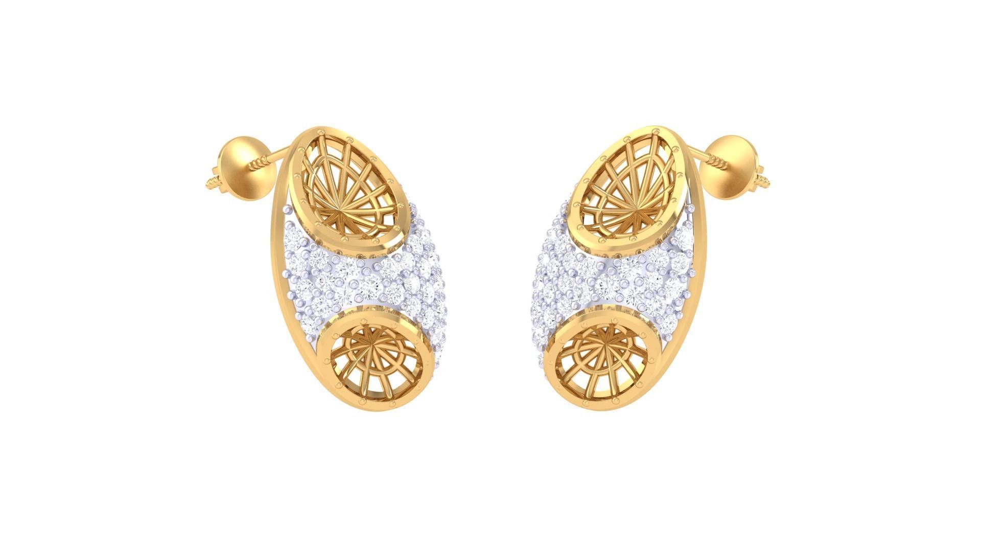 Women diamond studs Earrings 3dm renders 3D print model_4