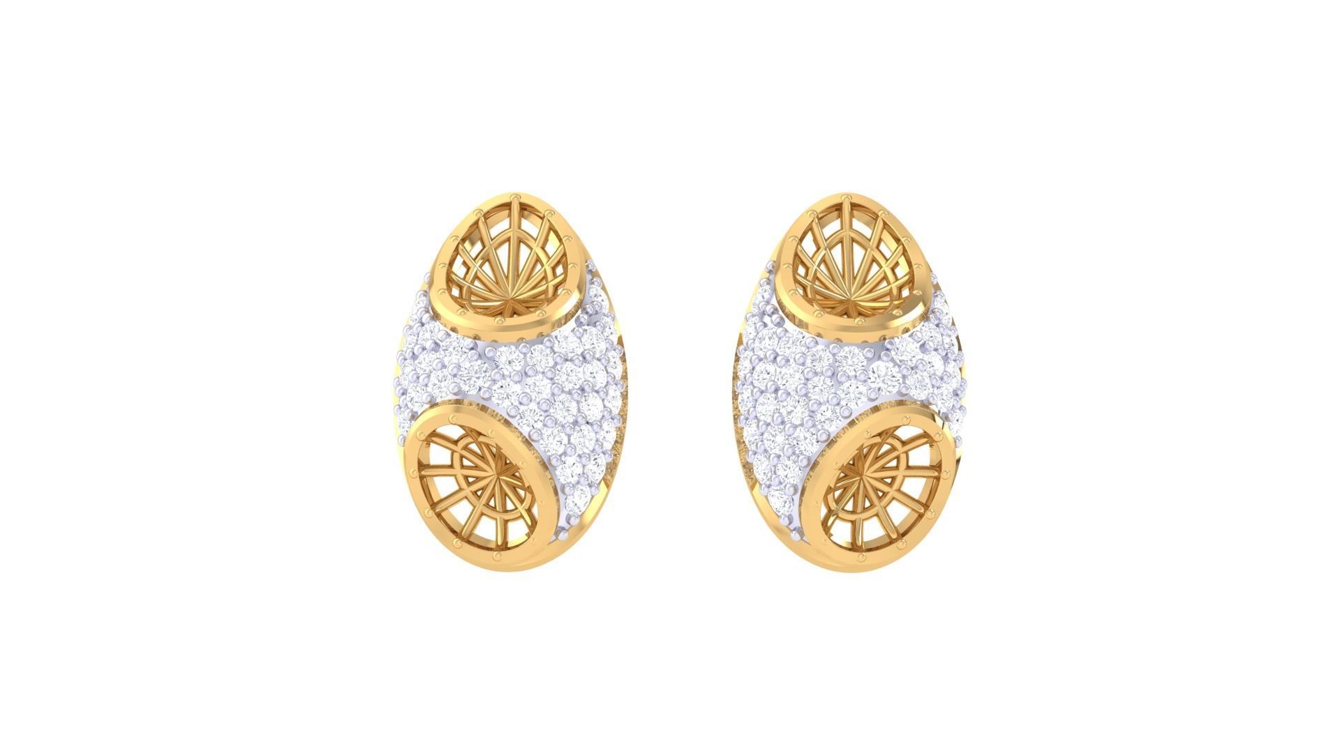 Women diamond studs Earrings 3dm renders 3D print model_7